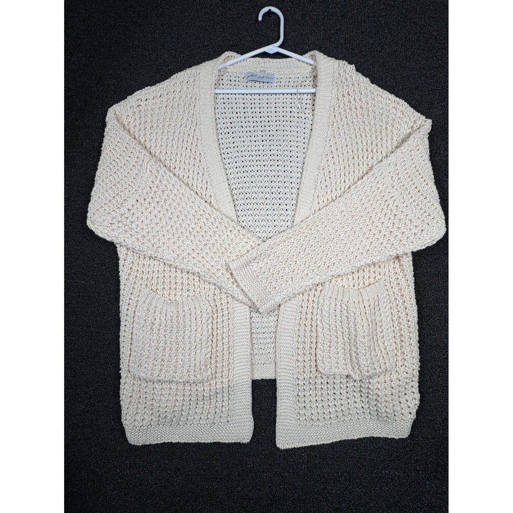 Petal + Pup Leyonie Cardigan Waffle Knit Open Front‎ Women's S/M Cream Oversized